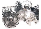 Chanel Faux Pearl Flower Necklace Long Black/Grey